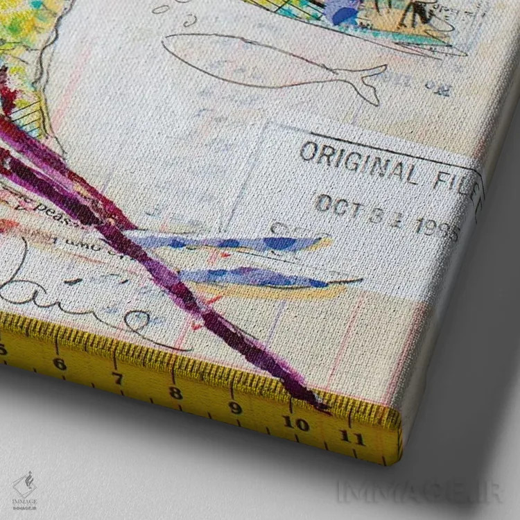 تابلو ماهی فرشته در نهر شجاعت اثر الیزابت سن هیلر - نمای نزدیک بافت بوم