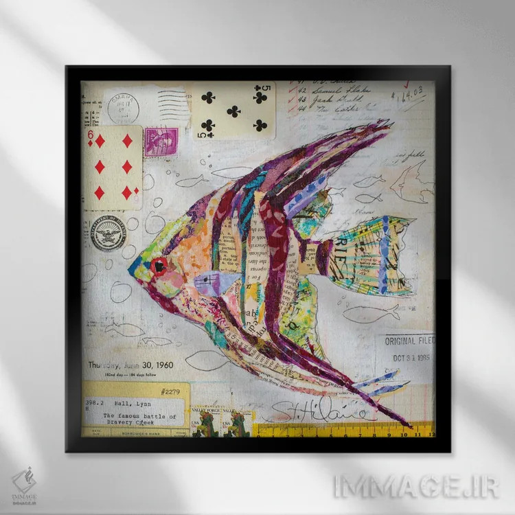 تابلو ماهی فرشته در نهر شجاعت اثر الیزابت سن هیلر - نمای قابدار مشکی