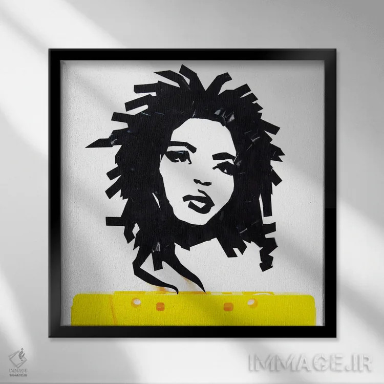 تابلو لورین هیل II (خواننده) اثر اریکا آیریس - نمای قابدار مشکی