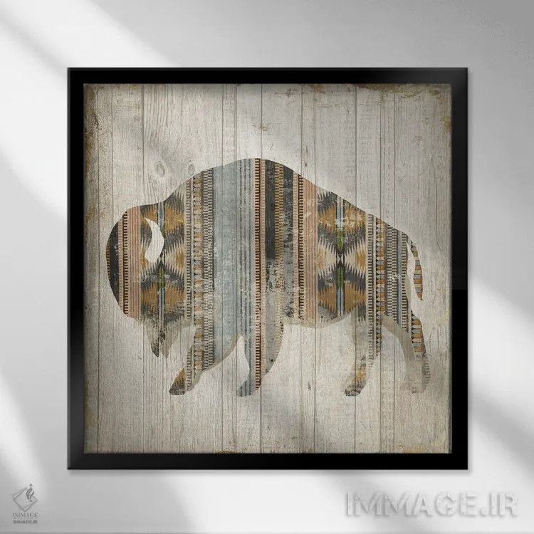 تابلو بوفالوی ناواهو II اثر الی جونز - نمای قابدار مشکی