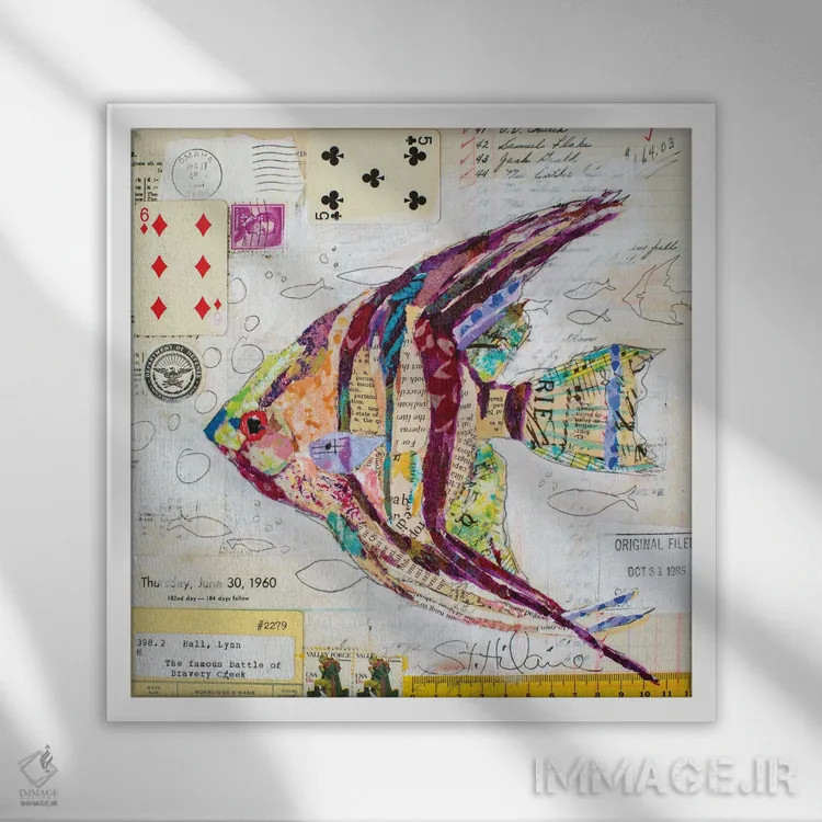 تابلو ماهی فرشته در نهر شجاعت اثر الیزابت سن هیلر - نمای قابدار سفید