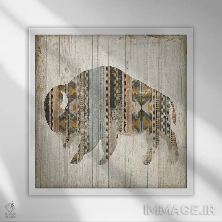 تابلو بوفالوی ناواهو II اثر الی جونز - نمای قابدار سفید