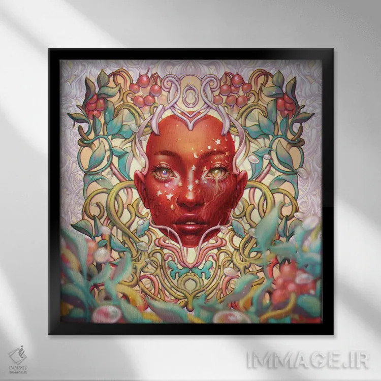 تابلو آفرینش اثر اجیوا ابنبه - نمای قابدار مشکی