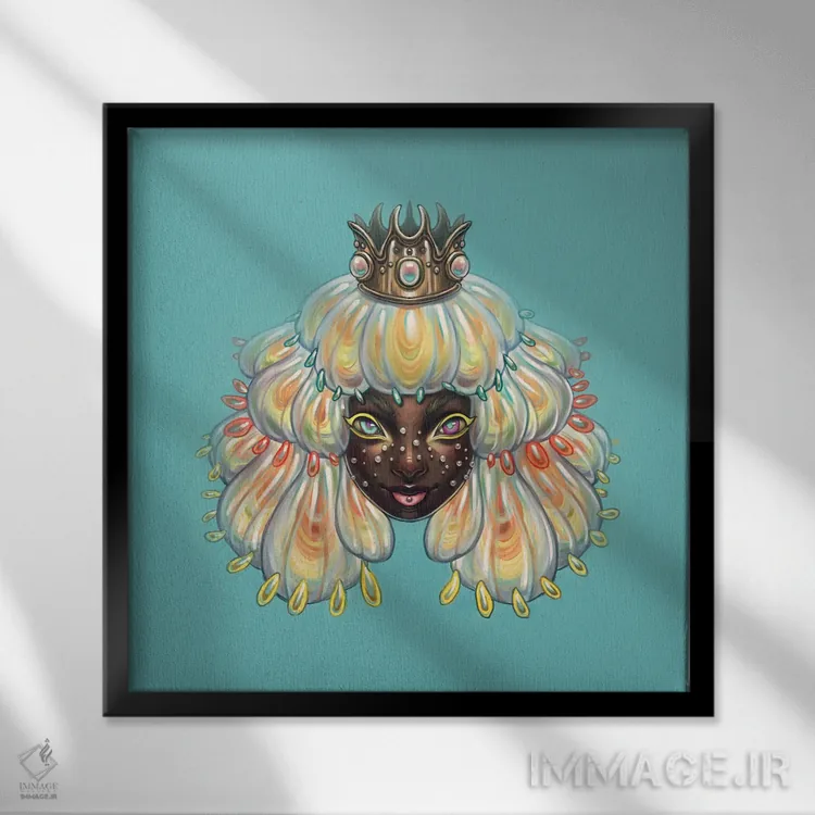 تابلو ملکه ژلهای اثر اجیوا ابنبه - نمای قابدار مشکی