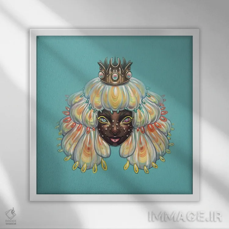 تابلو ملکه ژلهای اثر اجیوا ابنبه - نمای قابدار سفید