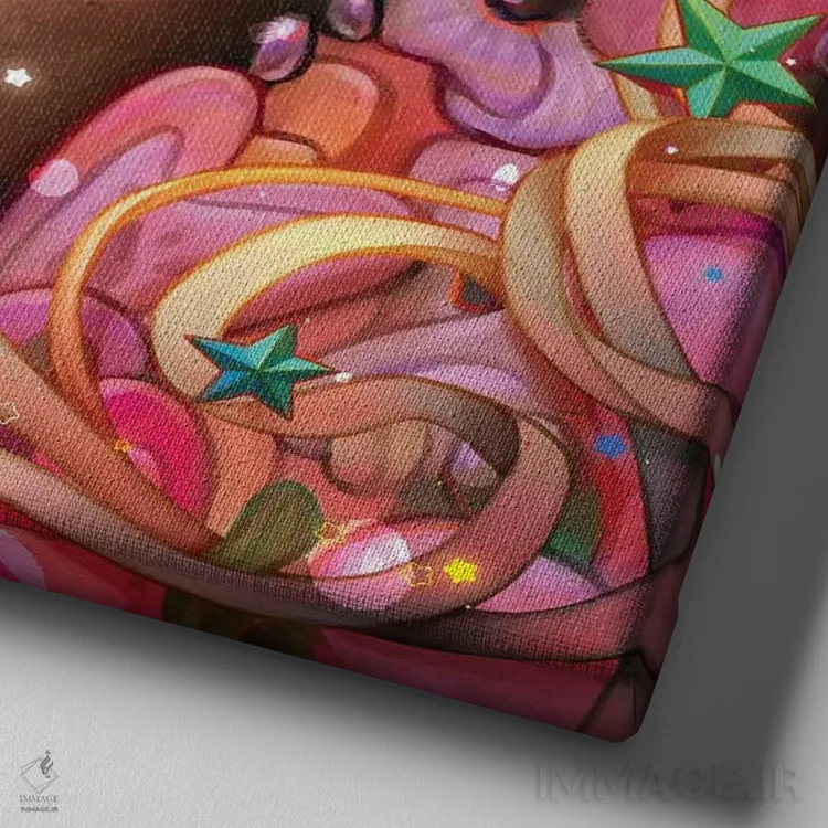 تابلو شاهزاده صورتی اثر اجیوا ابنبه - نمای نزدیک بافت بوم