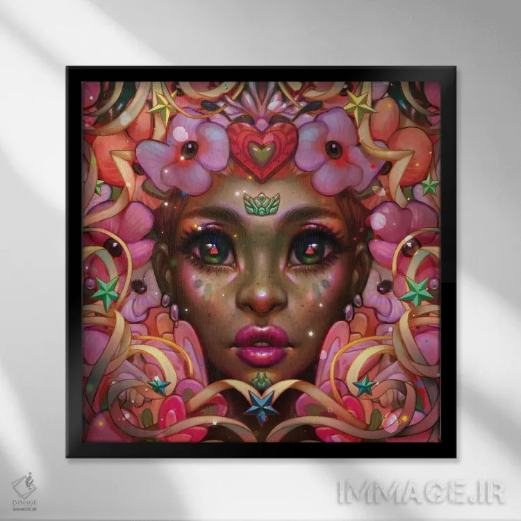 تابلو شاهزاده صورتی اثر اجیوا ابنبه - نمای قابدار مشکی