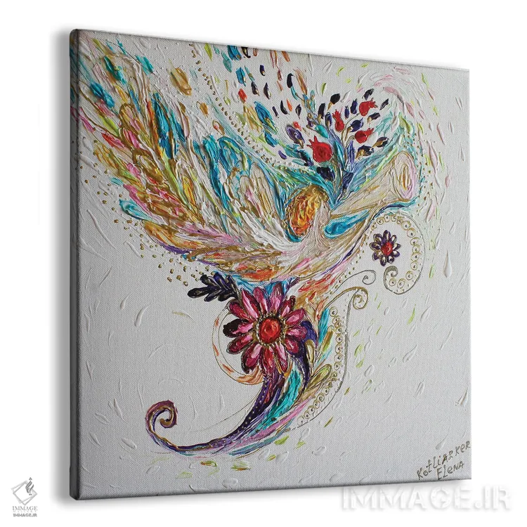 تابلو انتزاعی ناب IV: فرشته شیپورزن اثر النا کوتلیارکر - نمای پرسپکتیو محصول