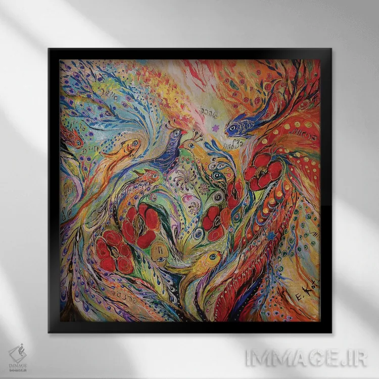 تابلو گلهای شقایق اثر النا کوتلیارکر - نمای قابدار مشکی