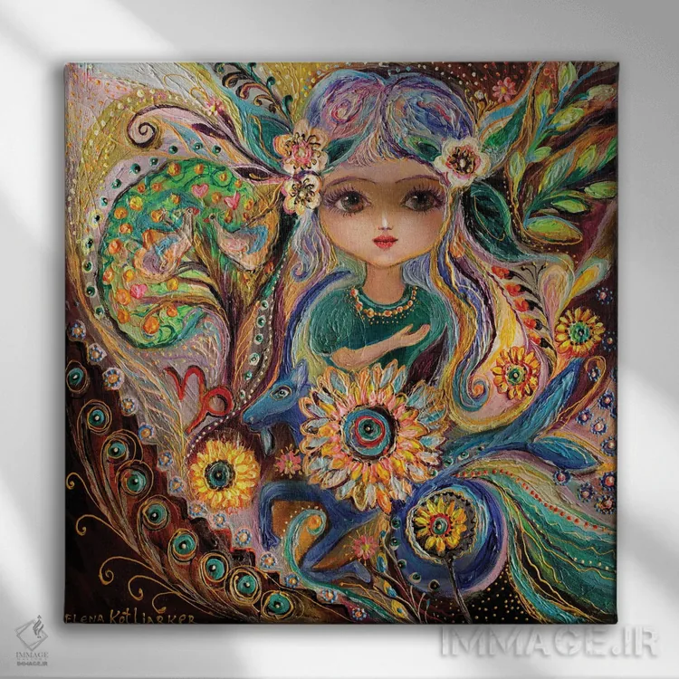 تابلو پریهای سری زودیاک اثر النا کوتلیارکر - نمای روبهرو روی دیوار