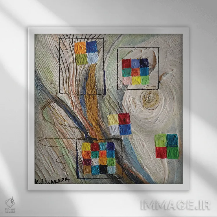 تابلو سری پیکسلیسازی VI اثر النا کوتلیارکر - نمای قابدار سفید