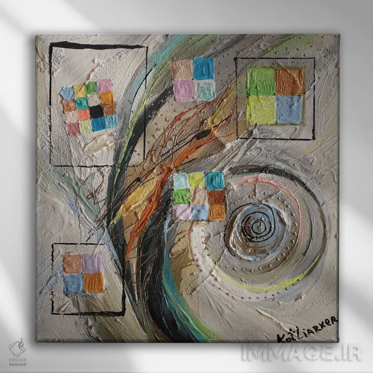 تابلو سری پیکسلسازی شماره هفت اثر النا کوتلیارکر - نمای روبهرو روی دیوار