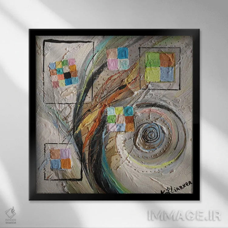 تابلو سری پیکسلسازی شماره هفت اثر النا کوتلیارکر - نمای قابدار مشکی