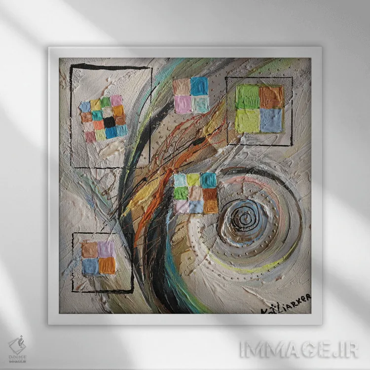 تابلو سری پیکسلسازی شماره هفت اثر النا کوتلیارکر - نمای قابدار سفید