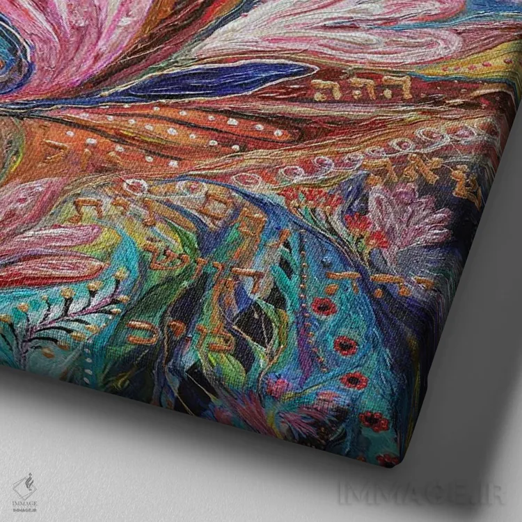 تابلو هفتاد و دو نام: بخش چهارم (مفاهیم عرفانی) اثر النا کوتلیارکر - نمای نزدیک بافت بوم