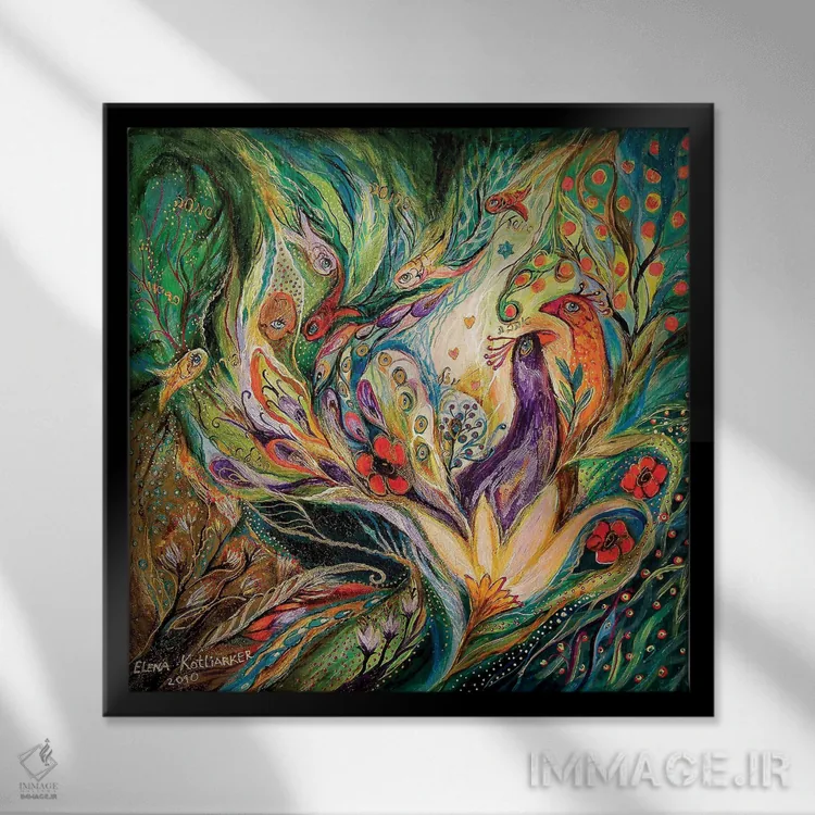 تابلو خلنگزار (فضای باز و سبز جنگلی) اثر النا کوتلیارکر - نمای قابدار مشکی