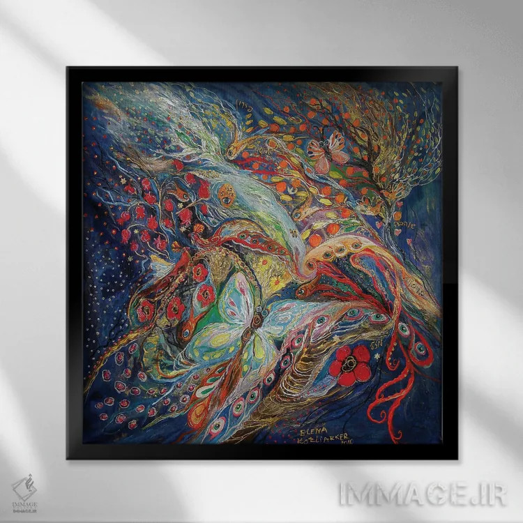 تابلو عصر آبی تیره اثر النا کوتلیارکر - نمای قابدار مشکی