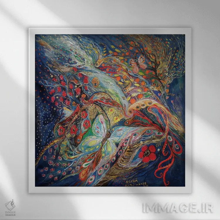 تابلو عصر آبی تیره اثر النا کوتلیارکر - نمای قابدار سفید