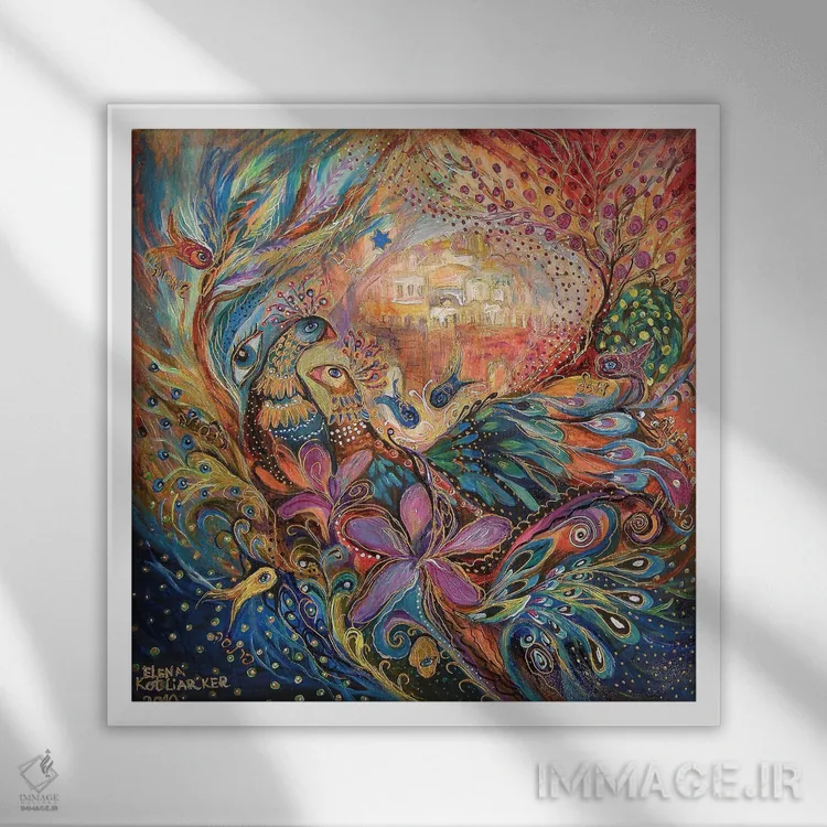 تابلو دیوارهای صفد (شهر توریستی اسرائیل) اثر النا کوتلیارکر - نمای قابدار سفید