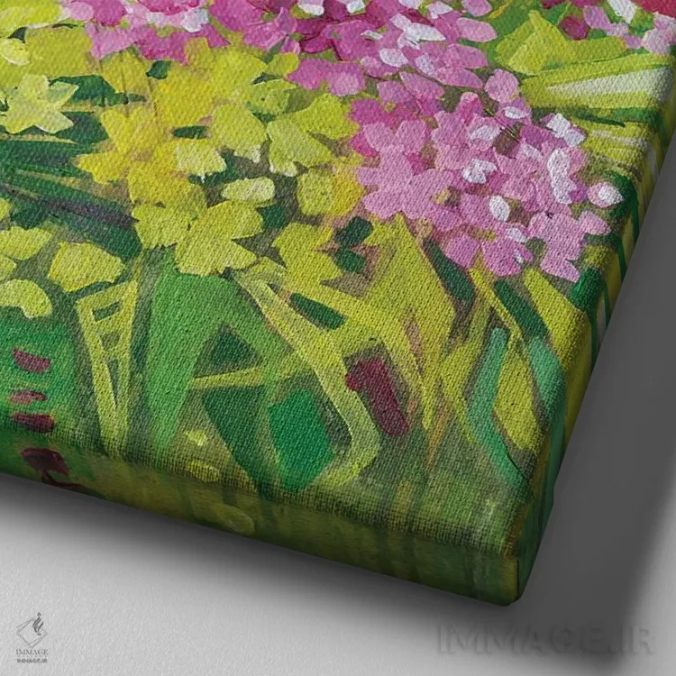 تابلو کالیدوسکوپ گلهای تابستانی اثر اکاترینا پریسیچ - نمای نزدیک بافت بوم