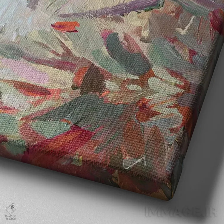 تابلو برگهای باغ اثر اکاترینا پریسیچ - نمای نزدیک بافت بوم