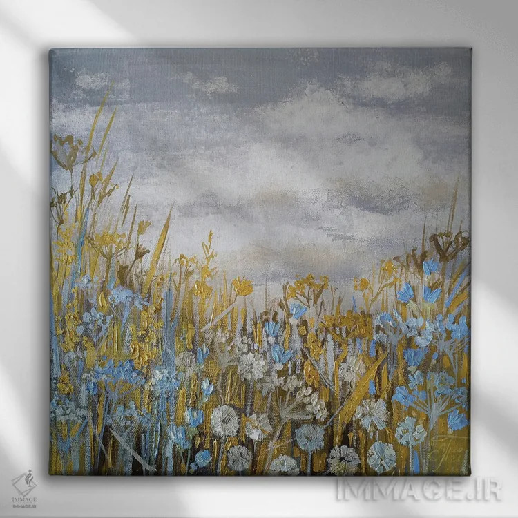 تابلو افق نقرهای-طلایی اثر اکاترینا پریسیچ - نمای روبهرو روی دیوار