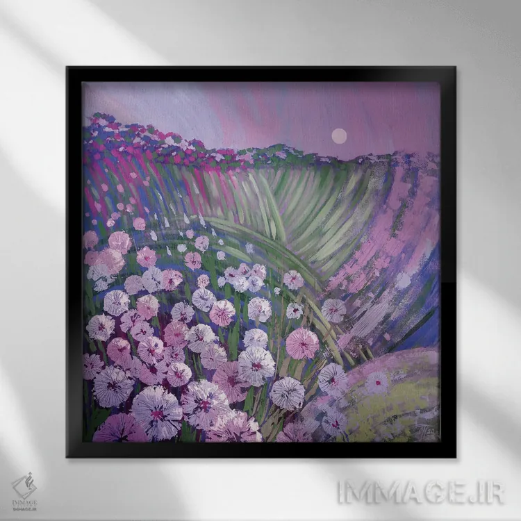 تابلو قاصدکهای مهتابی اثر اکاترینا پریسیچ - نمای قابدار مشکی