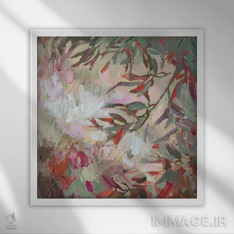 تابلو برگهای باغ اثر اکاترینا پریسیچ - نمای قابدار سفید