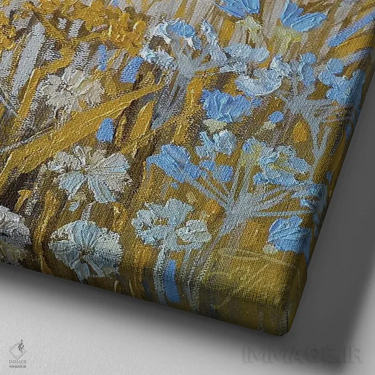 تابلو افق نقرهای-طلایی اثر اکاترینا پریسیچ - نمای نزدیک بافت بوم