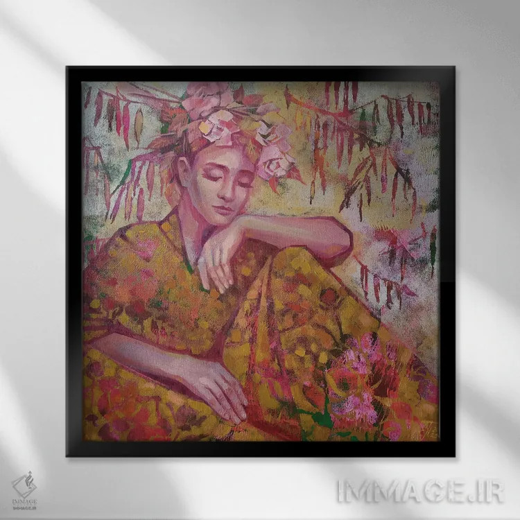 تابلو حالت تفکر و تامل اثر اکاترینا پریسیچ - نمای قابدار مشکی