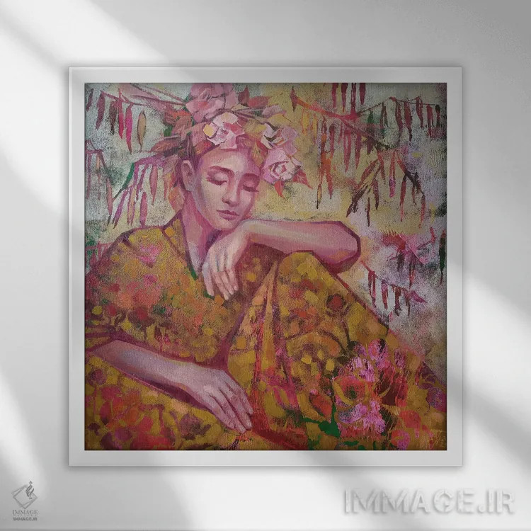 تابلو حالت تفکر و تامل اثر اکاترینا پریسیچ - نمای قابدار سفید