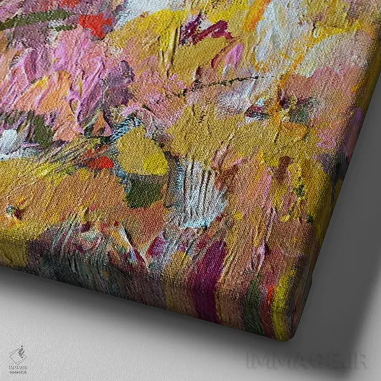 تابلو حال و هوای بهاری اثر اکاترینا پریسیچ - نمای نزدیک بافت بوم