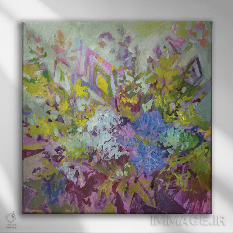 تابلو موزاییک گلها اثر اکاترینا پریسیچ - نمای روبهرو روی دیوار