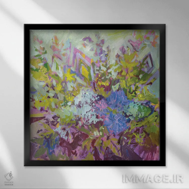 تابلو موزاییک گلها اثر اکاترینا پریسیچ - نمای قابدار مشکی