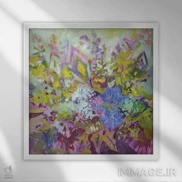 تابلو موزاییک گلها اثر اکاترینا پریسیچ - نمای قابدار سفید