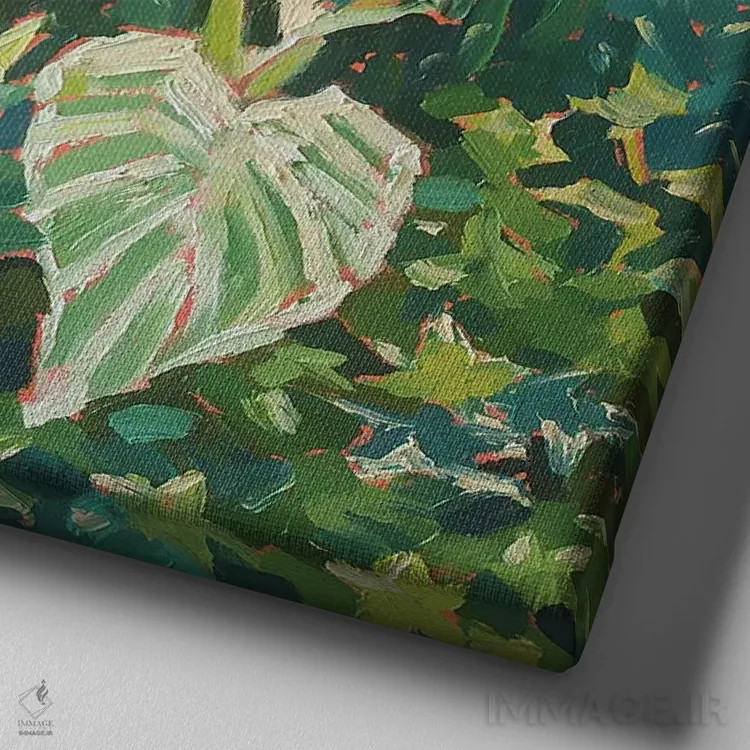 تابلو ترکیببندی سبز اثر اکاترینا پریسیچ - نمای نزدیک بافت بوم