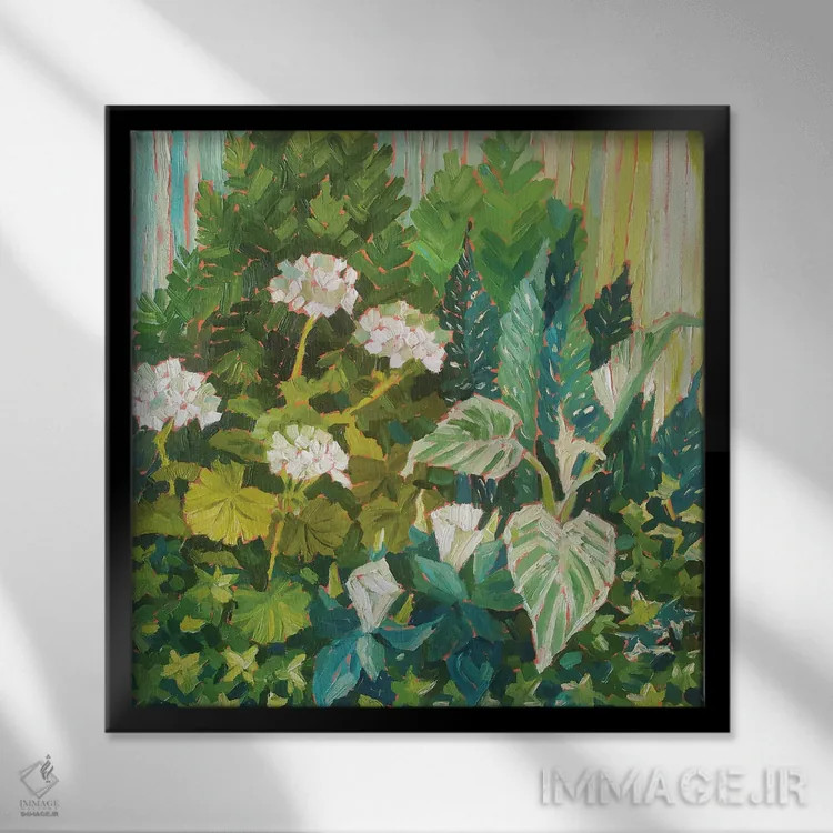 تابلو ترکیببندی سبز اثر اکاترینا پریسیچ - نمای قابدار مشکی