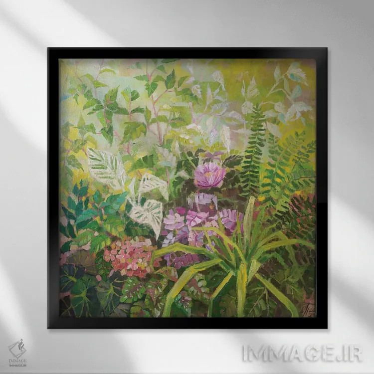 تابلو باغ تابستانی اثر اکاترینا پریسیچ - نمای قابدار مشکی