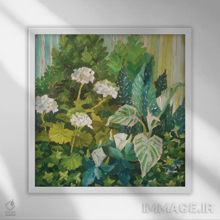 تابلو ترکیببندی سبز اثر اکاترینا پریسیچ - نمای قابدار سفید