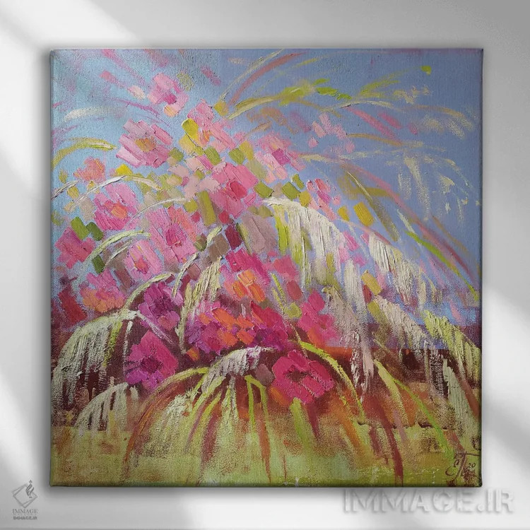 تابلو دستهگل گسترده اثر اکاترینا پریسیچ - نمای روبهرو روی دیوار