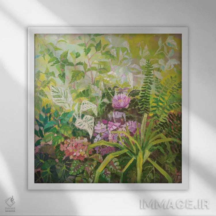 تابلو باغ تابستانی اثر اکاترینا پریسیچ - نمای قابدار سفید