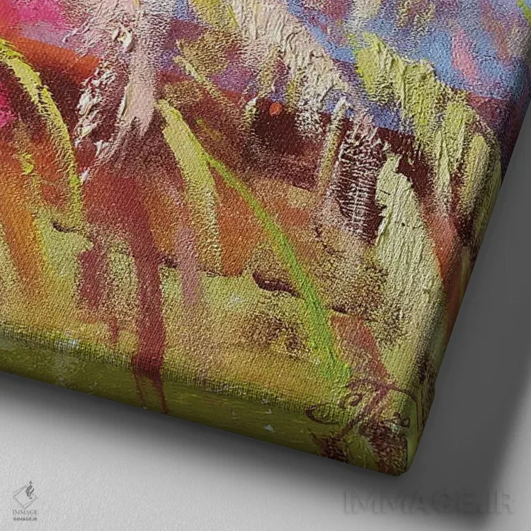 تابلو دستهگل گسترده اثر اکاترینا پریسیچ - نمای نزدیک بافت بوم