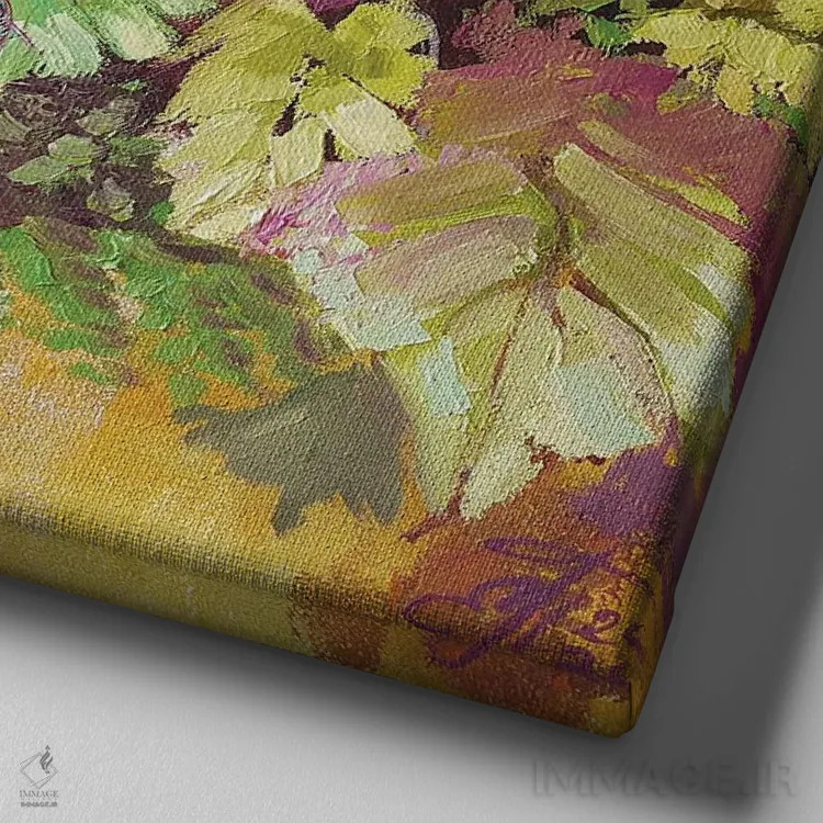 تابلو بوتهزار بنفش اثر اکاترینا پریسیچ - نمای نزدیک بافت بوم