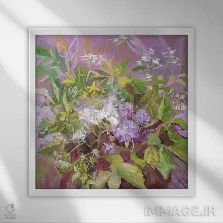 تابلو گلهای وحشی اثر اکاترینا پریسیچ - نمای قابدار سفید