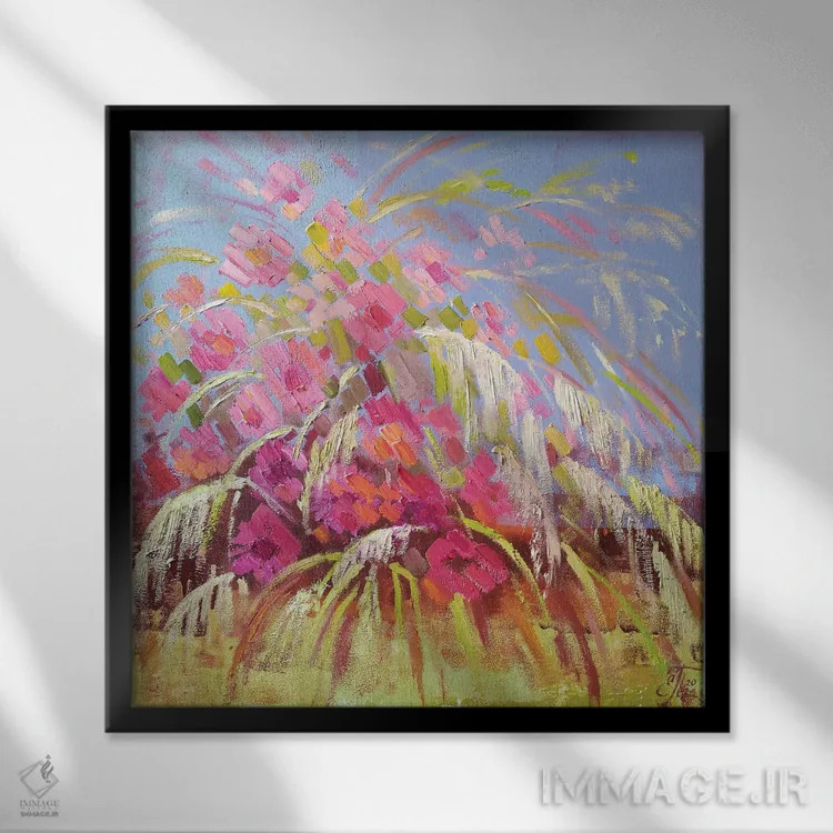 تابلو دستهگل گسترده اثر اکاترینا پریسیچ - نمای قابدار مشکی