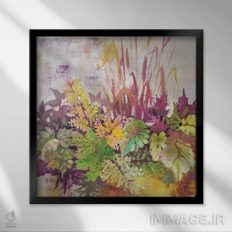 تابلو بوتهزار بنفش اثر اکاترینا پریسیچ - نمای قابدار مشکی