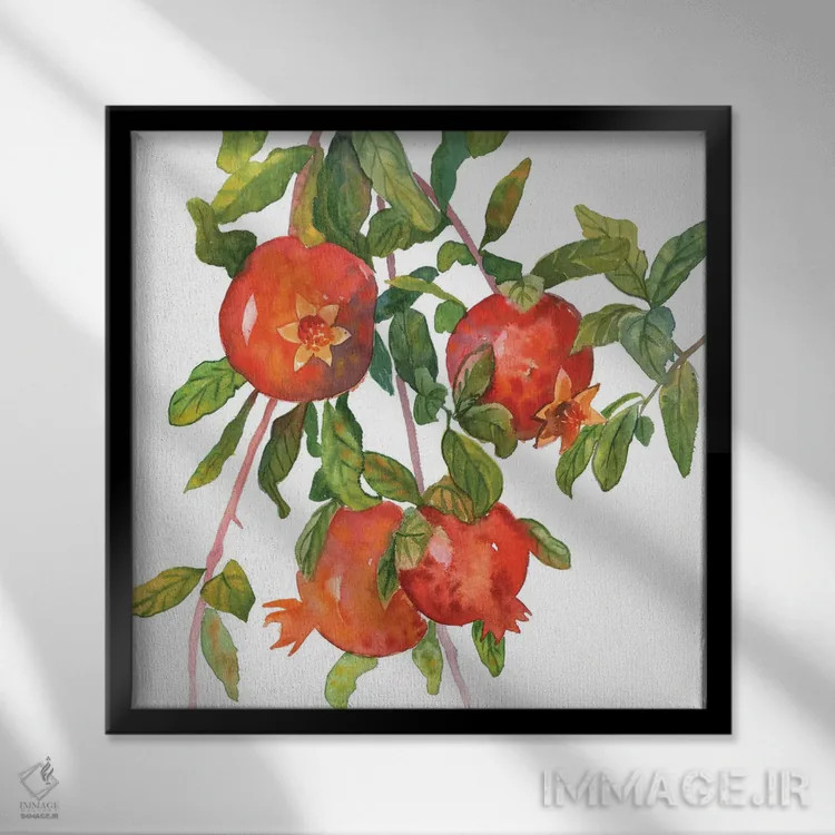 تابلو شاخهٔ انار اثر اکاترینا پریسیچ - نمای قابدار مشکی