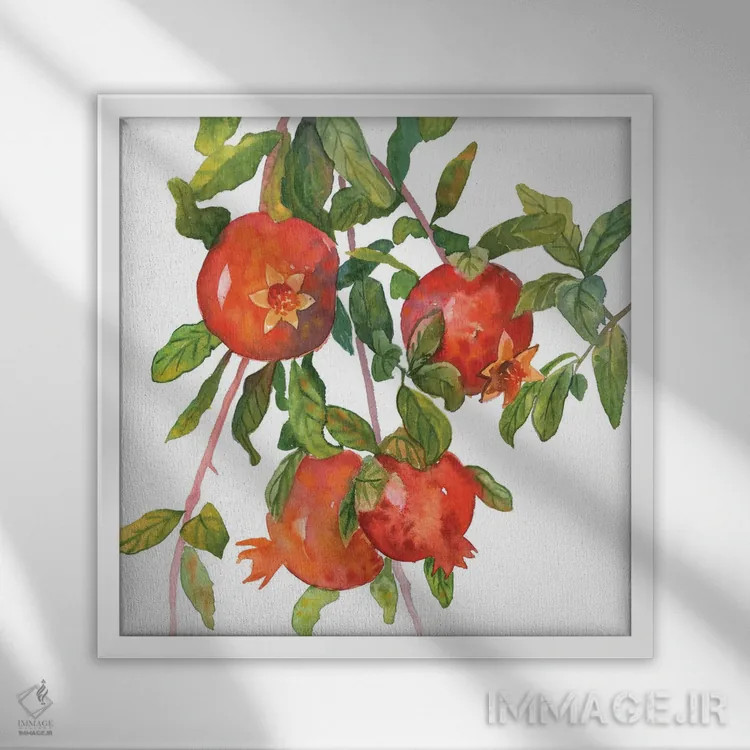تابلو شاخهٔ انار اثر اکاترینا پریسیچ - نمای قابدار سفید