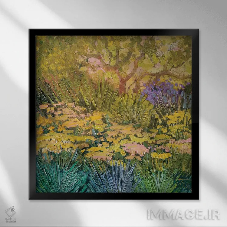 تابلو صبح در باغ اثر اکاترینا پریسیچ - نمای قابدار مشکی