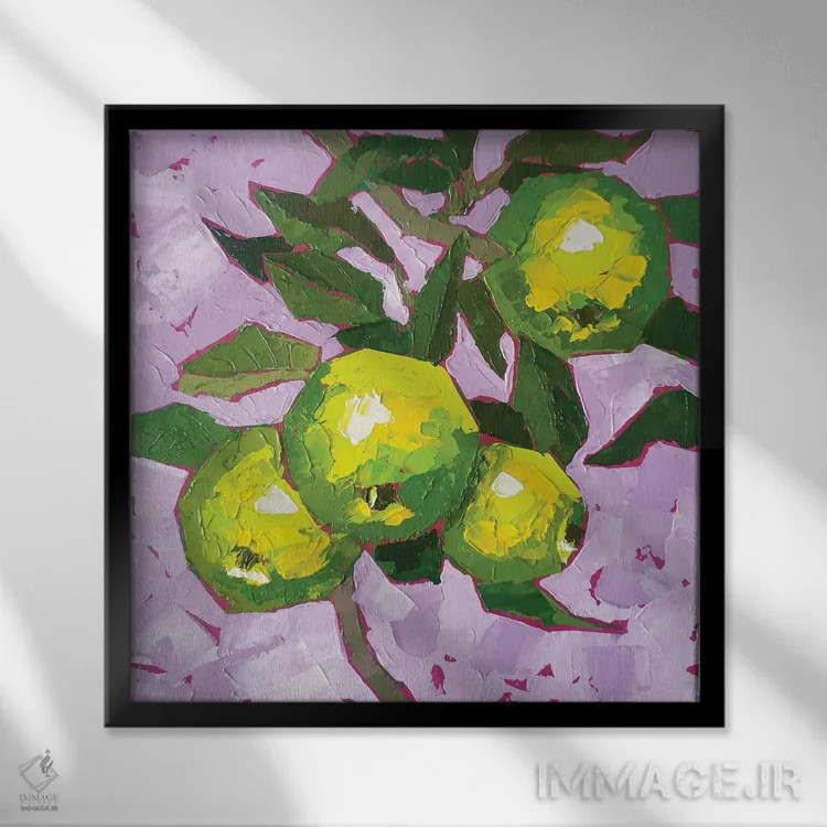 تابلو شاخهٔ سیب سبز اثر اکاترینا پریسیچ - نمای قابدار مشکی